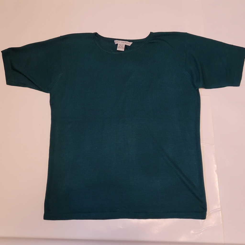 Dark Green Silk Vintage Shortsleeve Top
